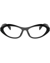 Prada - Logo-Engraved Oval-Frame Glasses - Lyst