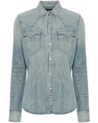 RRL - Western-Style Denim Shirt - Lyst