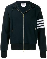 Thom Browne 4-bar Stripe Zip-up Hoodie - Blue