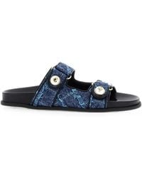 Jimmy Choo - Fayence Frayed Denim Sandals - Lyst