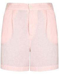 120% Lino - Pleated Shorts - Lyst