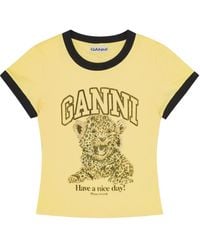 Ganni - レオパード Tシャツ - Lyst