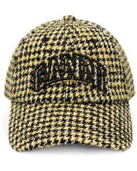 Ganni - Houndstooth-Pattern Logo-Embroidered Baseball Cap - Lyst