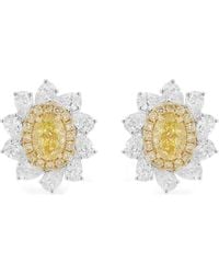 HYT Jewelry - 18Kt Geel- En Witgouden Oorbellen Met Diamant - Lyst