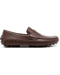 Ferragamo - Almond-toe Leather Saddle Loafers - Lyst