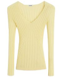 Jil Sander - Ribbed V-Neck Top - Lyst