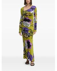 Desigual - Robe Longue Froncée À Fleurs - Lyst