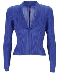 Pleats Please Issey Miyake - Pleated V-Neck Sweater - Lyst