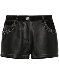Pinko - Ring-detailing Leather Mini Shorts - Lyst