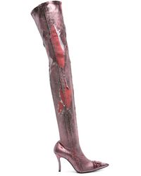 DIESEL - D-venus 80mm Thigh High Boots - Women's - Calf Leather/fabric - Lyst