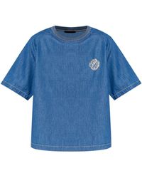 Emporio Armani - T-shirt denim con ricamo - Lyst