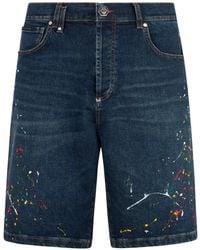 Philipp Plein - Paint-Splatter-Effect Denim Shorts - Lyst