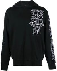 Philipp Plein - Skull-Print Logo-Embroidered Hoodie - Lyst