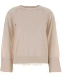 Blumarine - Lace-Trim Long-Sleeve Sweater - Lyst
