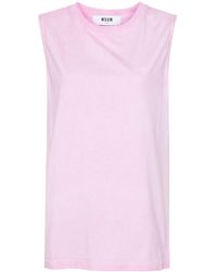 MSGM - Embroidered-logo Tank Top - Lyst