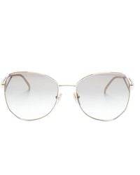 Prada - Triangle-logo Round-frame Sunglasses - Lyst