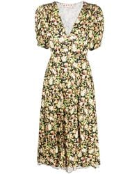 Marni - Floral-Print Midi Dress - Lyst