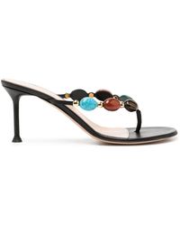 Gianvito Rossi - 90mm Stone-embellished Leather Sandals - Lyst