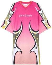Palm Angels - Racing Graphic T-Shirt Mini Dress - Lyst