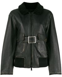 Golden Goose Deluxe Brand Shearling Collar Belted Jacket - Black