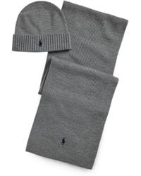 Polo Ralph Lauren - Logo-Embroidered Ribbed Beanie Hat And Scarf Set - Lyst