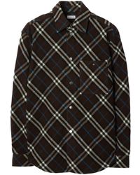 Burberry - Check-Pattern Wool Shirt - Lyst