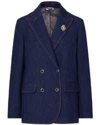 Liu Jo - Double-Breasted Denim Blazer - Lyst