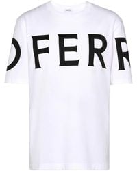 Ferragamo - Cotton T-Shirt With All-Over Logo Print - Lyst
