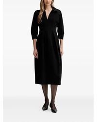 Liviana Conti - Fleur Shirt-Collar Side-Pocket Midi Dress - Lyst