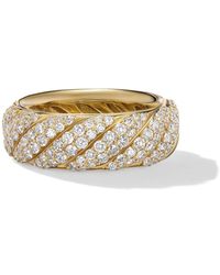 David Yurman - 18kt Yellow Gold Sculpted Cable Diamond Ring - Lyst