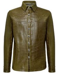 Billionaire - Crocodile-Leather Nappa Shirt Jacket - Lyst