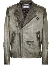 Philipp Plein - Leather Biker Jacket - Lyst