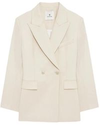 Anine Bing - Tiphaine Natural Crossed Blazer - Lyst