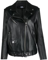 Karl Lagerfeld - Detachable-sleeve Leather Jacket - Lyst