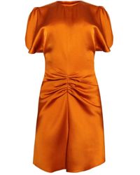 Victoria Beckham - Gathered Puff-Sleeve Mini Dress - Lyst
