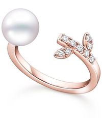Tasaki - 18kt Rose Gold Kugel Akoya Pearl And Diamond Ring - Lyst