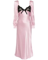 Alessandra Rich - Silk Satin Midi Dress With Bow - Lyst
