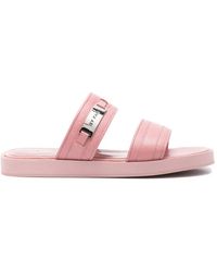 BY FAR - Logo-Plaque Double-Strap Sandals - Lyst