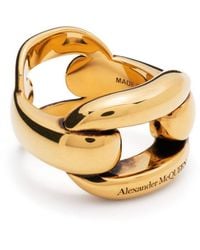 Alexander McQueen - Chunky Ring Met Gegraveerd Logo - Lyst