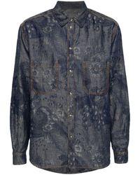 Etro - Patterned-jacquard Denim Shirt - Lyst