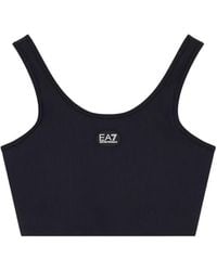 EA7 - Geribbelde Top Met Logodetail - Lyst