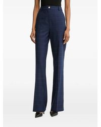 Morgan - Check-Pattern Flared Trousers - Lyst