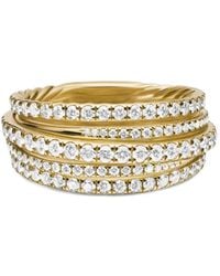 David Yurman - 18Kt Pavé Crossover Diamond Ring (11Mm) - Lyst