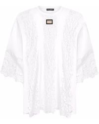 Dolce & Gabbana - Camiseta de manga corta con encaje - Lyst
