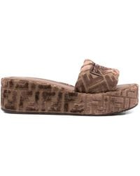 Fendi - Slippers Met Plateauzool En Ff-Logo - Lyst