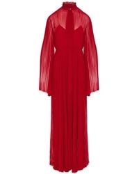Gucci - Pleated Pussy-Bow Long-Sleeved Maxi Dress - Lyst
