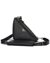 Prada - Triangle Saffiano-Leather Shoulder Bag - Lyst