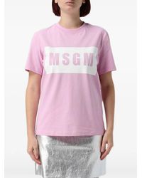 MSGM - Katoenen T-Shirt Met Logoprint - Lyst