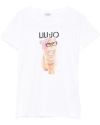 Liu Jo - T-Shirt Con Stampa Gatto - Lyst