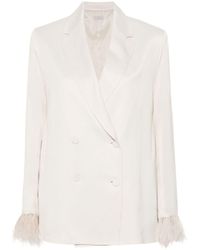 Antonelli - Feather-cuffs Double-breasted Blazer - Lyst